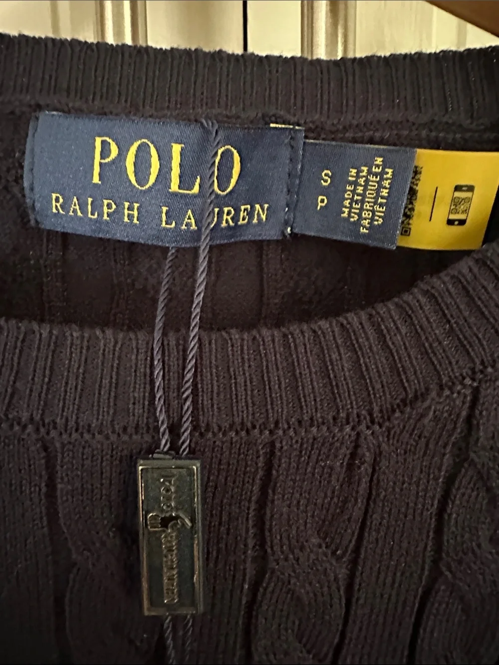 NWT Polo Ralph Lauren Women’s Cable Knit Short Sleeve Sweater Navy Blue PSmall